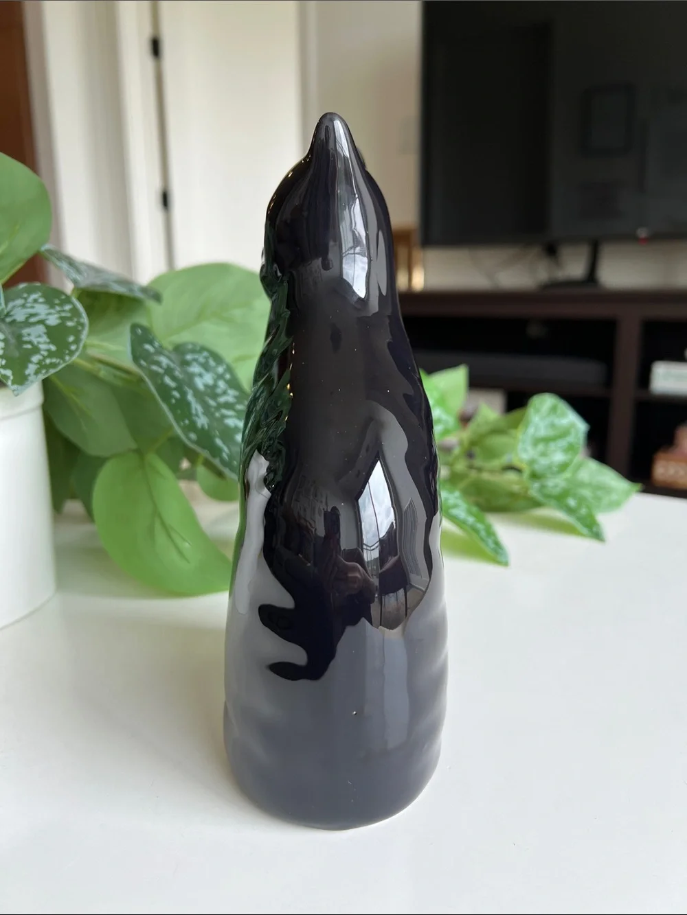 Vintage 80s Enesco Glossy Ceramic Black Cat Decor